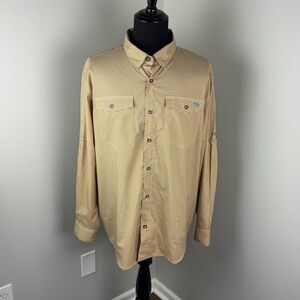Drake Vented Fishing Shirt Men's Large L Button Down Long Sleeve Performance EUC